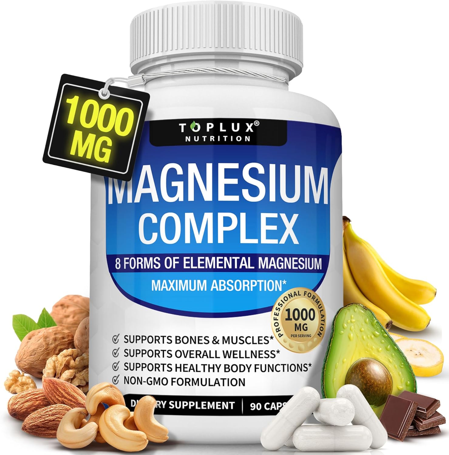 Magnesium Glycinate Capsule - Magnesium Complex Supplement 8 Elemental 1000mg