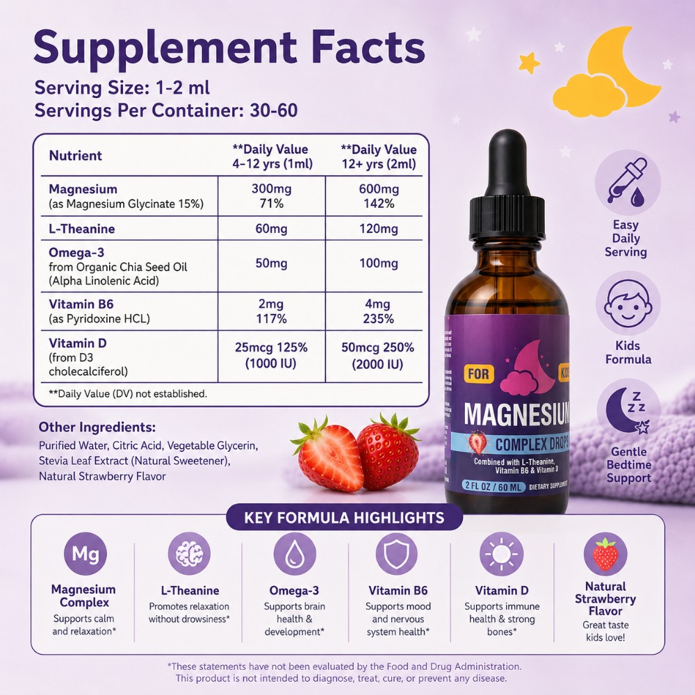 Kids Magnesium Complex Drops w - Magnesium Glycinate Capsule recension och pris